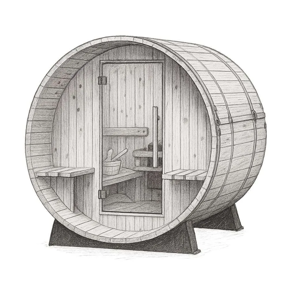 Almost Heaven Saunas Audra Canopy Barrel Sauna