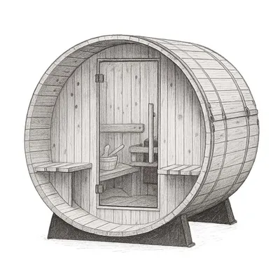 Almost Heaven Saunas Audra Canopy Barrel Sauna
