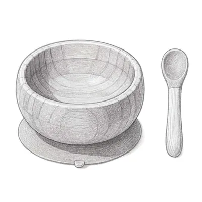 Avanchy Bamboo Baby Bowls - BLW Removeable Suction Infant Feeding Bowl + Spoon Set
