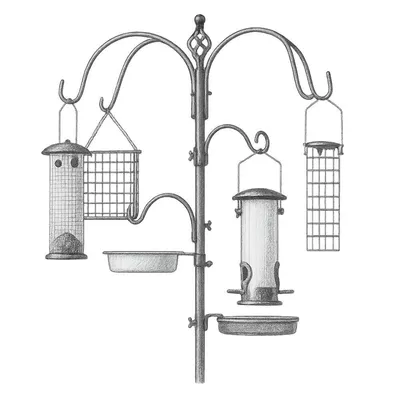Best Choice Products Bird Feeding Station 6-Hook Steel Multi-Feeder Stand w/ 4 Feeders