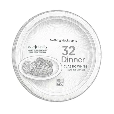 Chinet Classic White Dinner Plates (32 Count)
