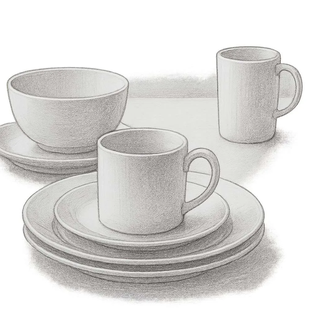 Crate and Barrel Aspen Rimmed Dinnerware (1 Set Of 5 Pieces)
