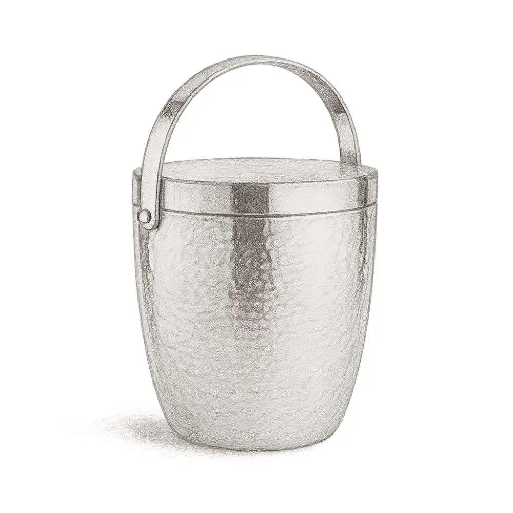 Crate and Barrel Graham Hammered Metal Ice Bucket