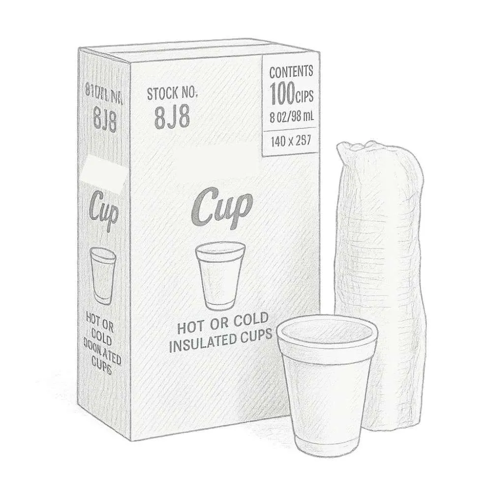 Dart 8 oz  White Foam Cups (1000 Count)