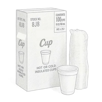 Dart 8 oz  White Foam Cups (1000 Count)