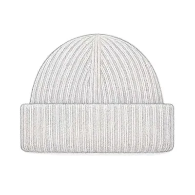 GANNI Dark Grey Fitted Wool Rib Knit Beanie