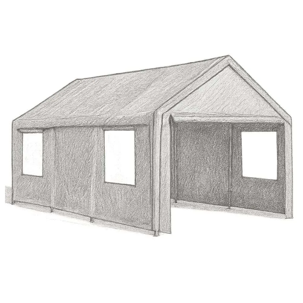 Gardesol Extra Large Heavy Duty Carport with Roll-Up Ventilated Windows (12' X 20')