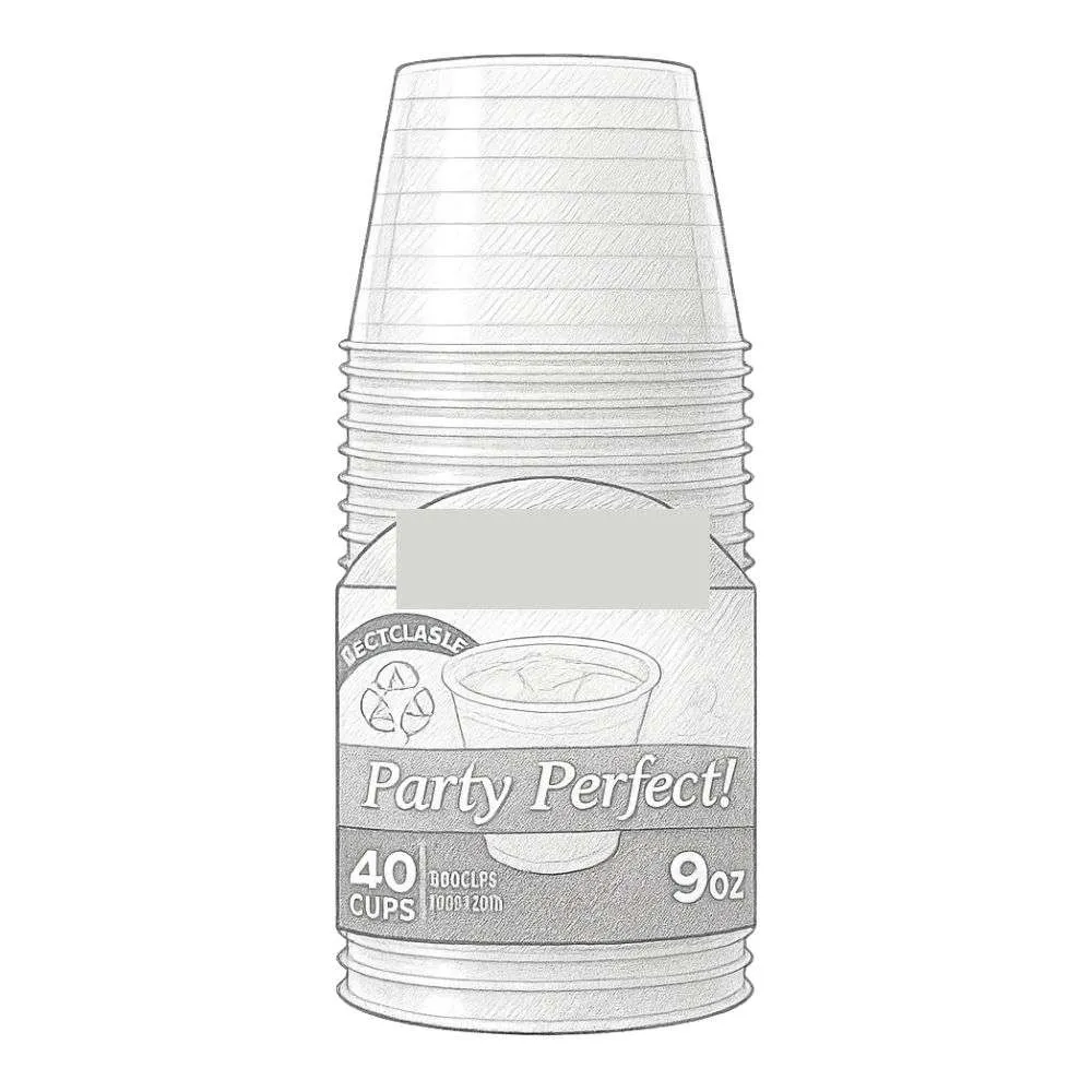 Hefty Party Perfect 9 oz Clear Plastic Cups 40 Count (Pack of 2)