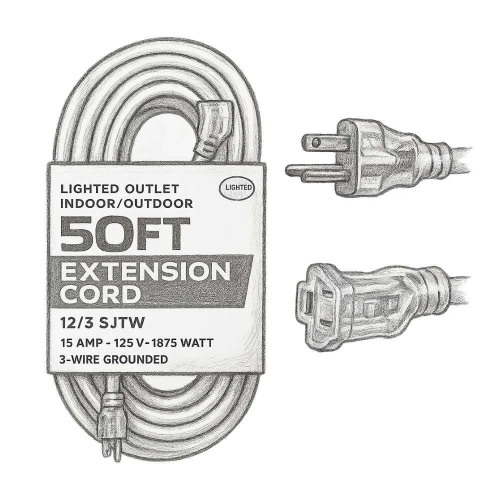 Iron Forge Tools Outdoor Extension Cord 12/3 SJTW 3 Prong Extension Cable (50 Foot)
