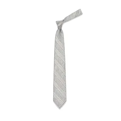 J. PRESS Triple Stripe Navy & White Unlined Silk Repp Tie