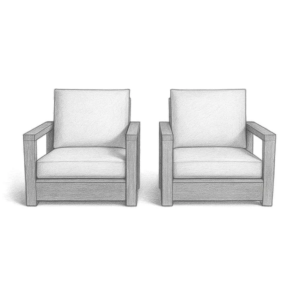 Joss & Main Donnie Acacia Outdoor Armless Lounge Chair with Cushion (Set of 2)