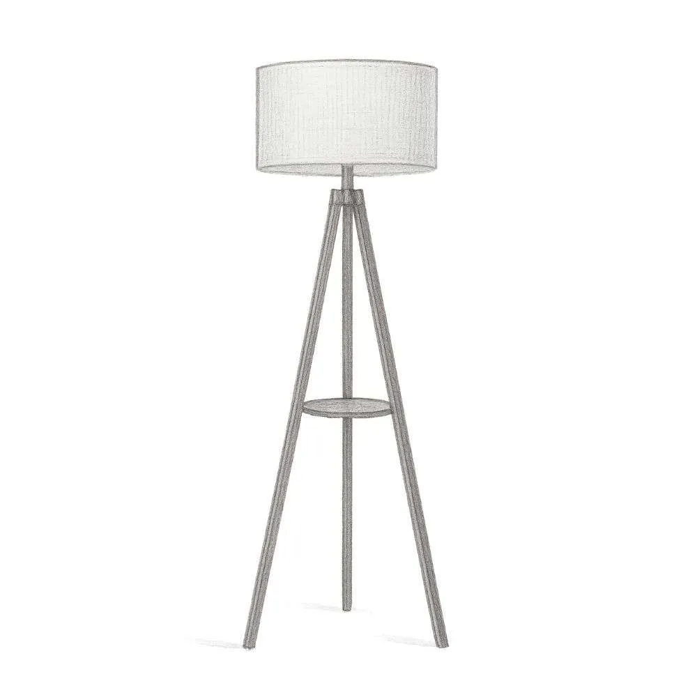 LEPOWER-TEC Wooden Tripod Floor Lamp with Shelf