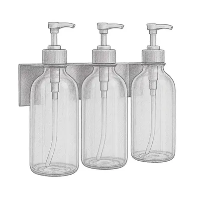 MaisoNovo Wall Mounted Soap Dispenser Bamboo Clear (Pack of 3)