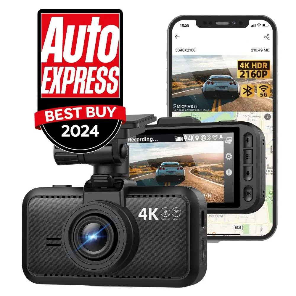 Miofive 4K/2160P Dash Camera with 5G WiFi and Bluetooth APP