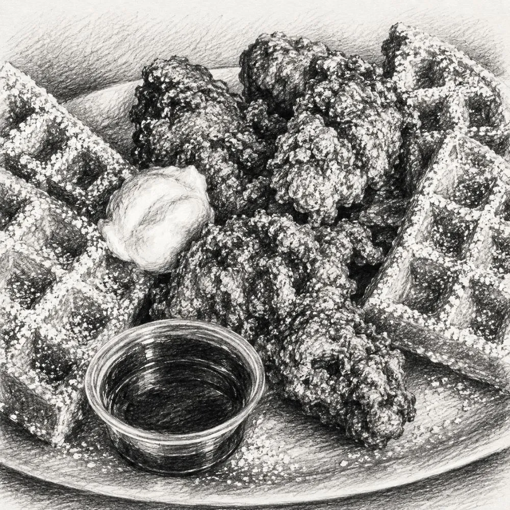 Mom's Chicken & Waffles (inside U31 Bar) Chicken and Waffle Plate