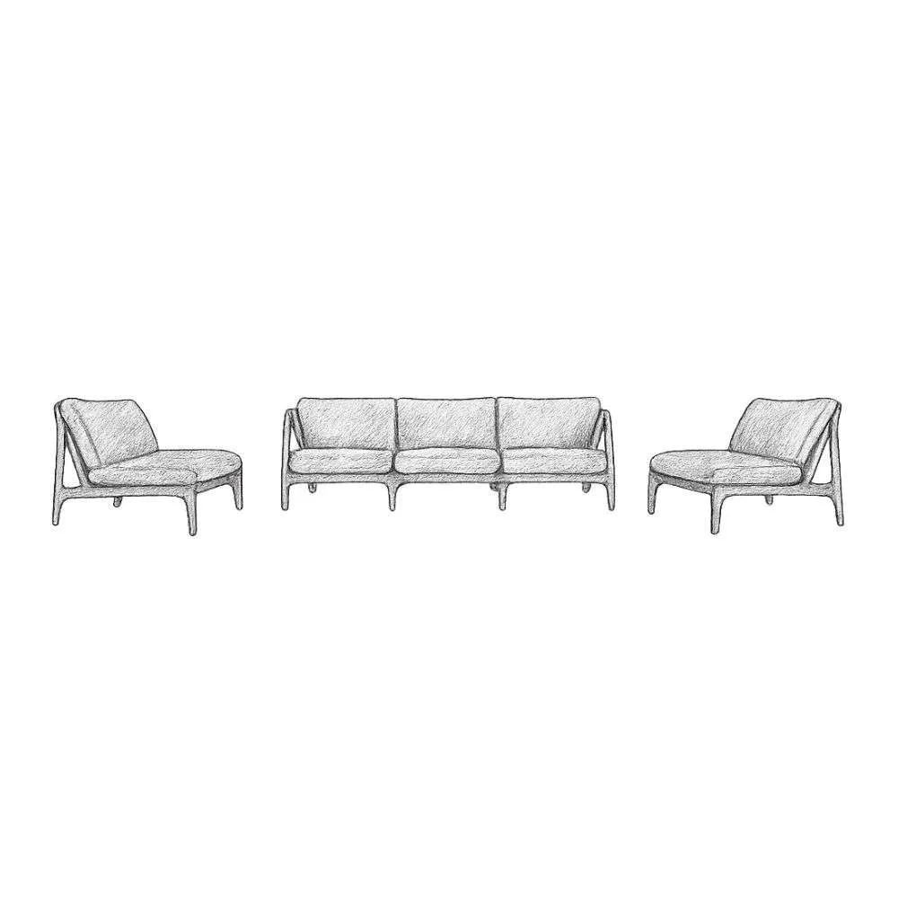 Outer Teak Outdoor Sofa with Armless Chairs 5 Seat