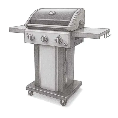 Permasteel 3-Burner Gas Grill with Foldable Side Shelves