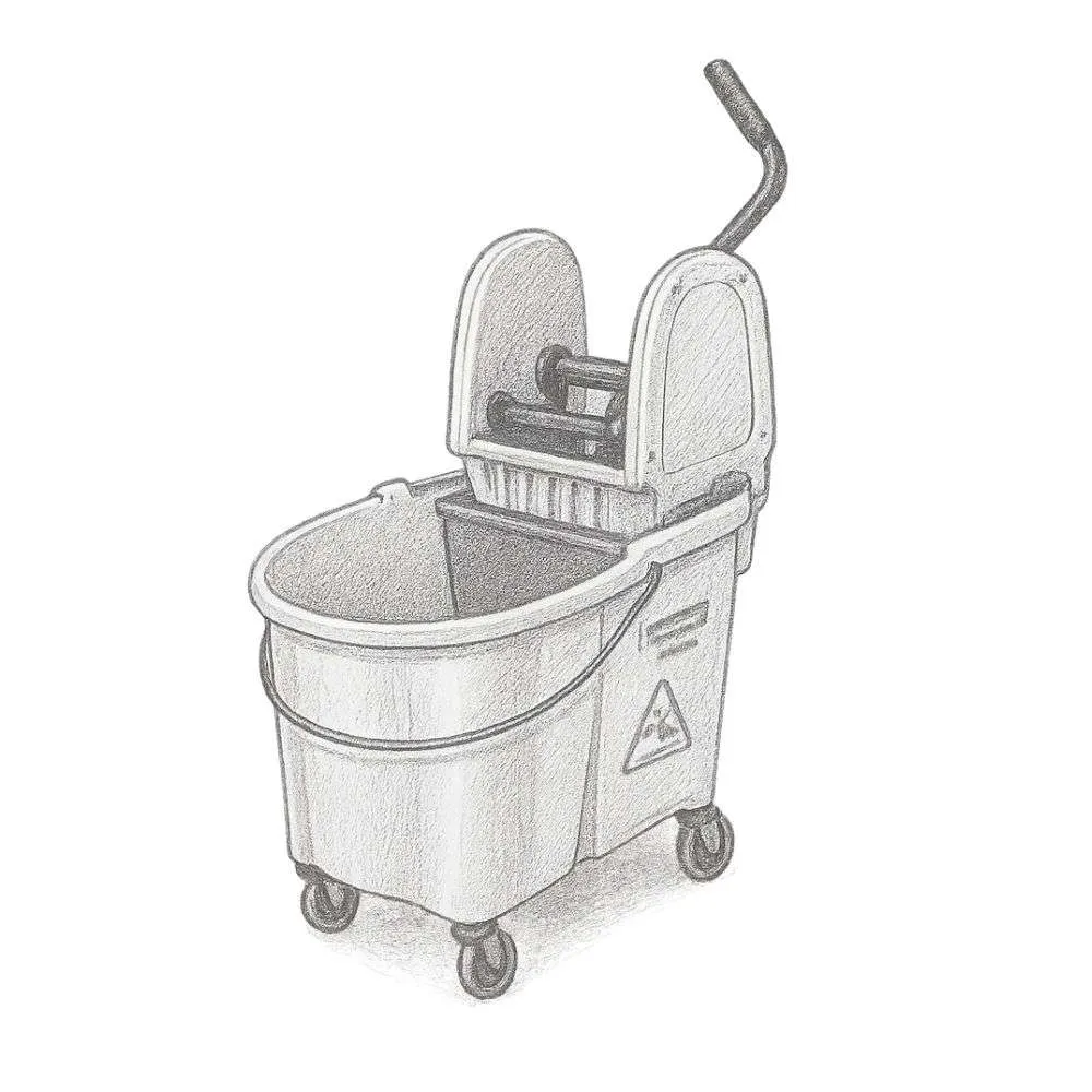 Rubbermaid WaveBrake 2.0 Down-Press Mop Bucket and Wringer with Foot Drain (44 qt)