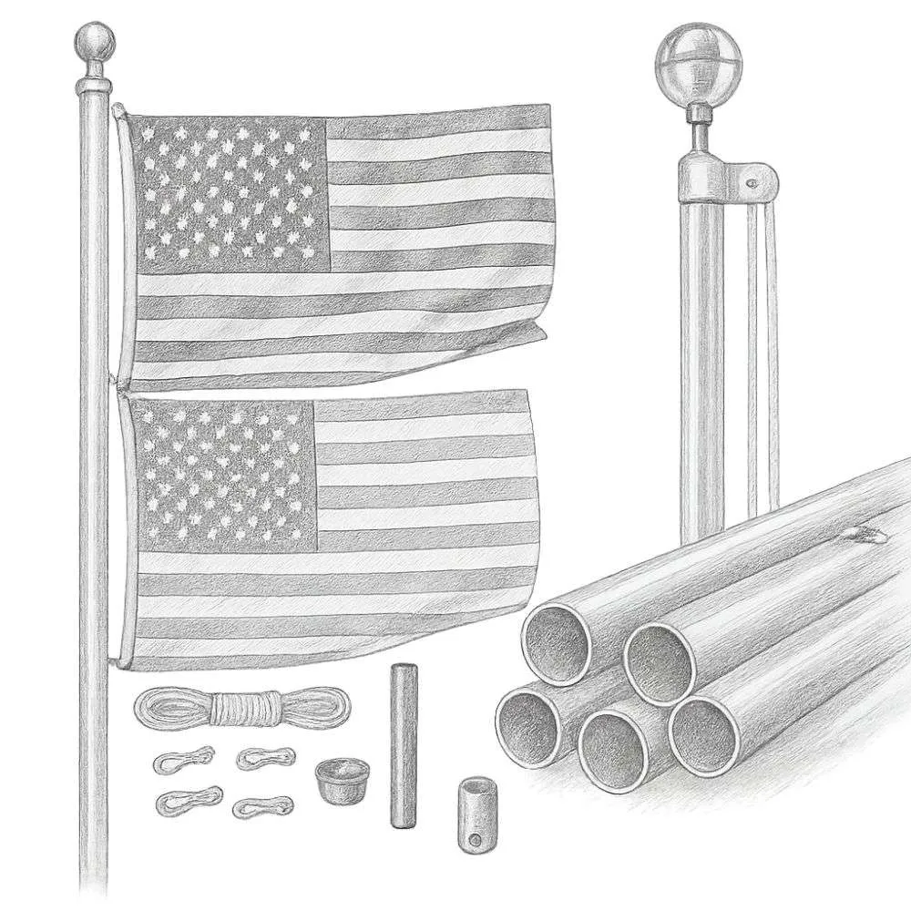 Rushmore Rose Aluminium Flag Pole with Embroidered American Flag (25')