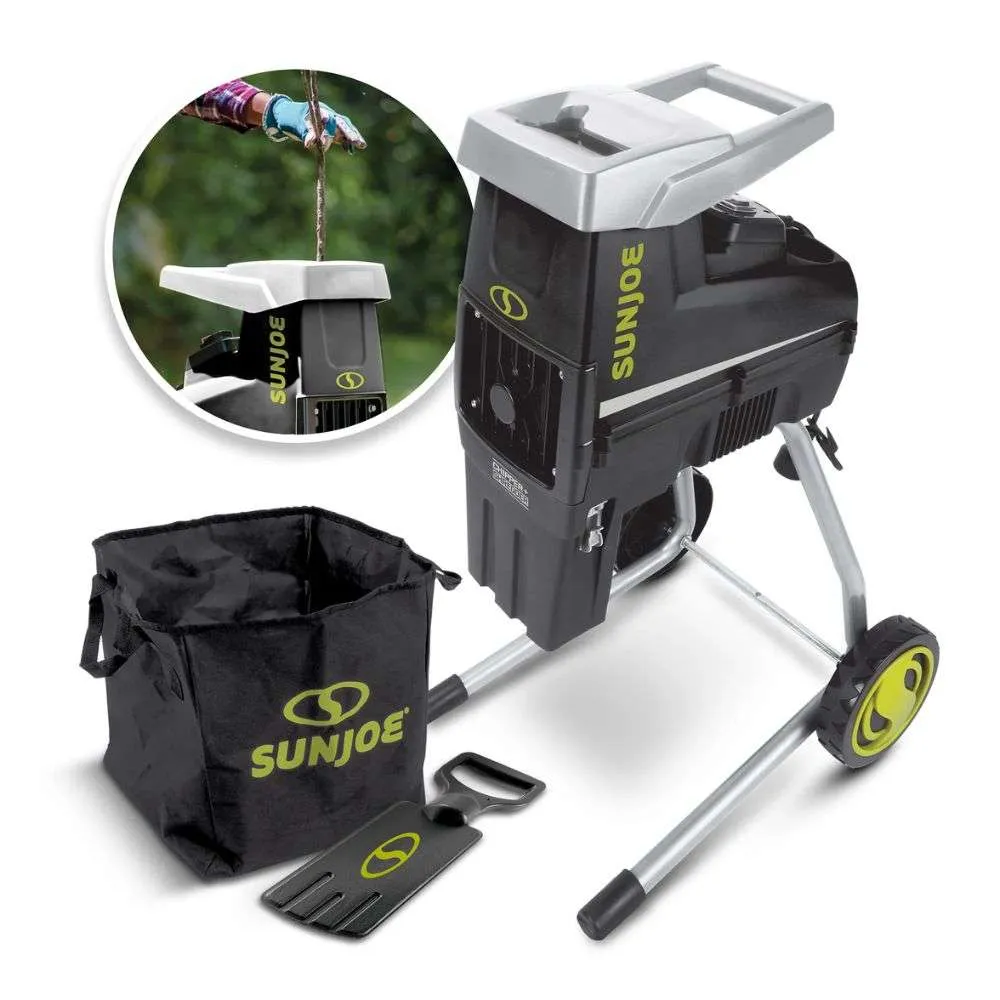 Sun Joe Silent Electric Wood Chipper + Shredder with collection bag (1.7")