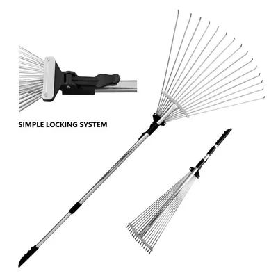 TABOR TOOLS Adjustable Telescopic Metal Rake 63”