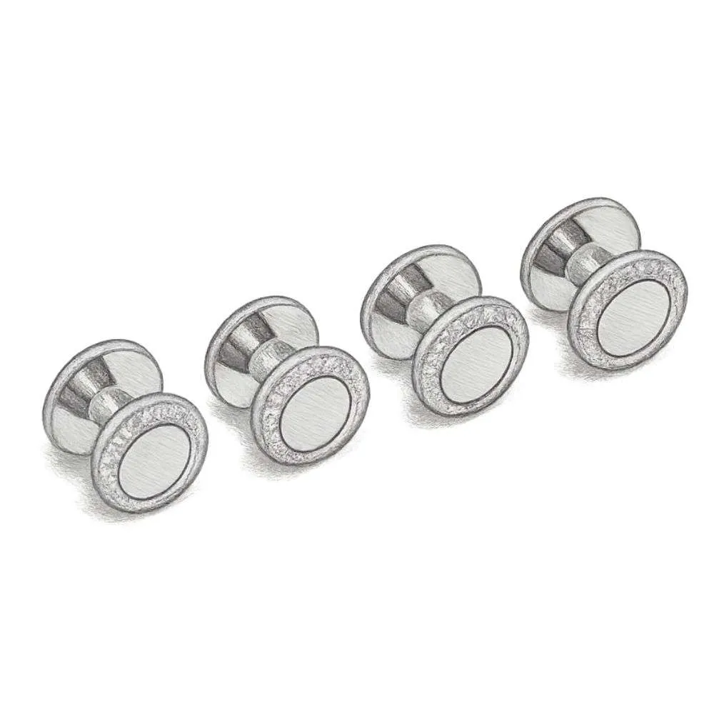 Tateossian Silver and Base Metal Classic Shirt Four-Stud Set