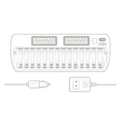 Tenergy TN438 NiMH/NiCd AA/AAA 16-Bay LCD Battery Charger
