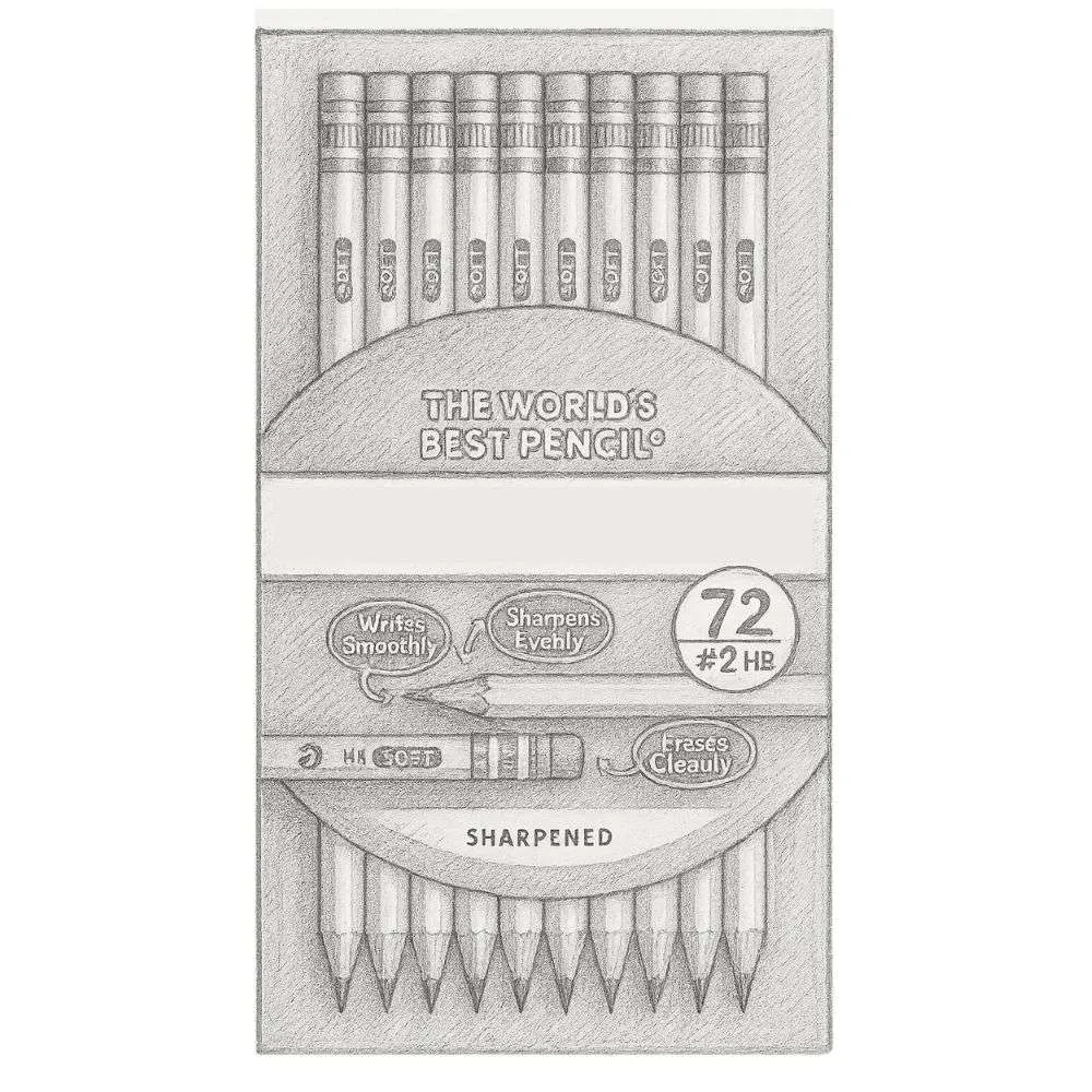 Ticonderoga 2 HB Wood-Cased Pre-Sharpened Pencils (Pack of 72)