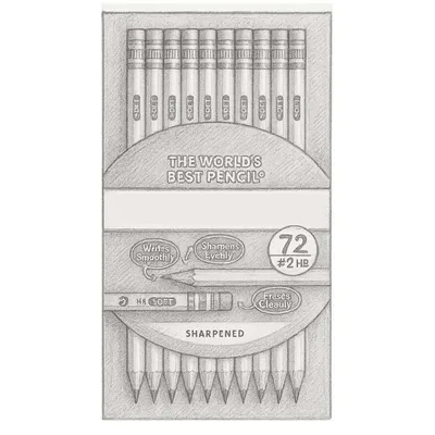 Ticonderoga 2 HB Wood-Cased Pre-Sharpened Pencils (Pack of 72)
