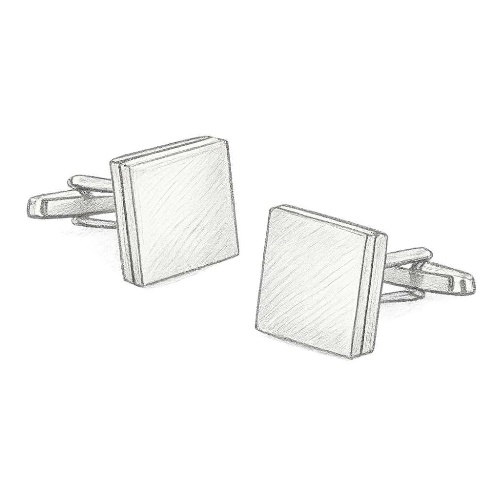 Tie Bar Textured Sweep Silver Cufflinks