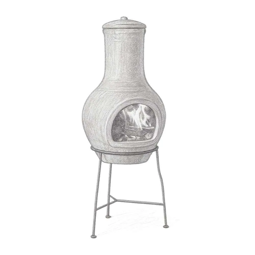 Vintiquewise Outdoor Clay Chiminea Fireplace Charcoal Burning Fire Pit