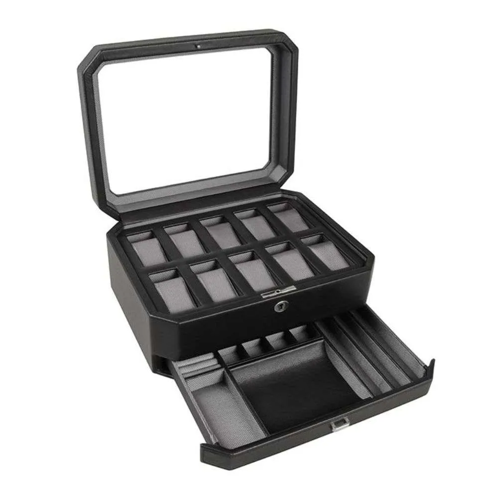 WOLF Windsor 10PC Watch Box with Drawer
